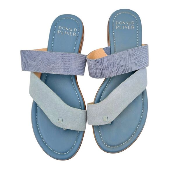 Donald Pliner Women's Galena Leather Toe Post Slip-On Sandals Blue Size 8 Blue - Picture 3 of 7